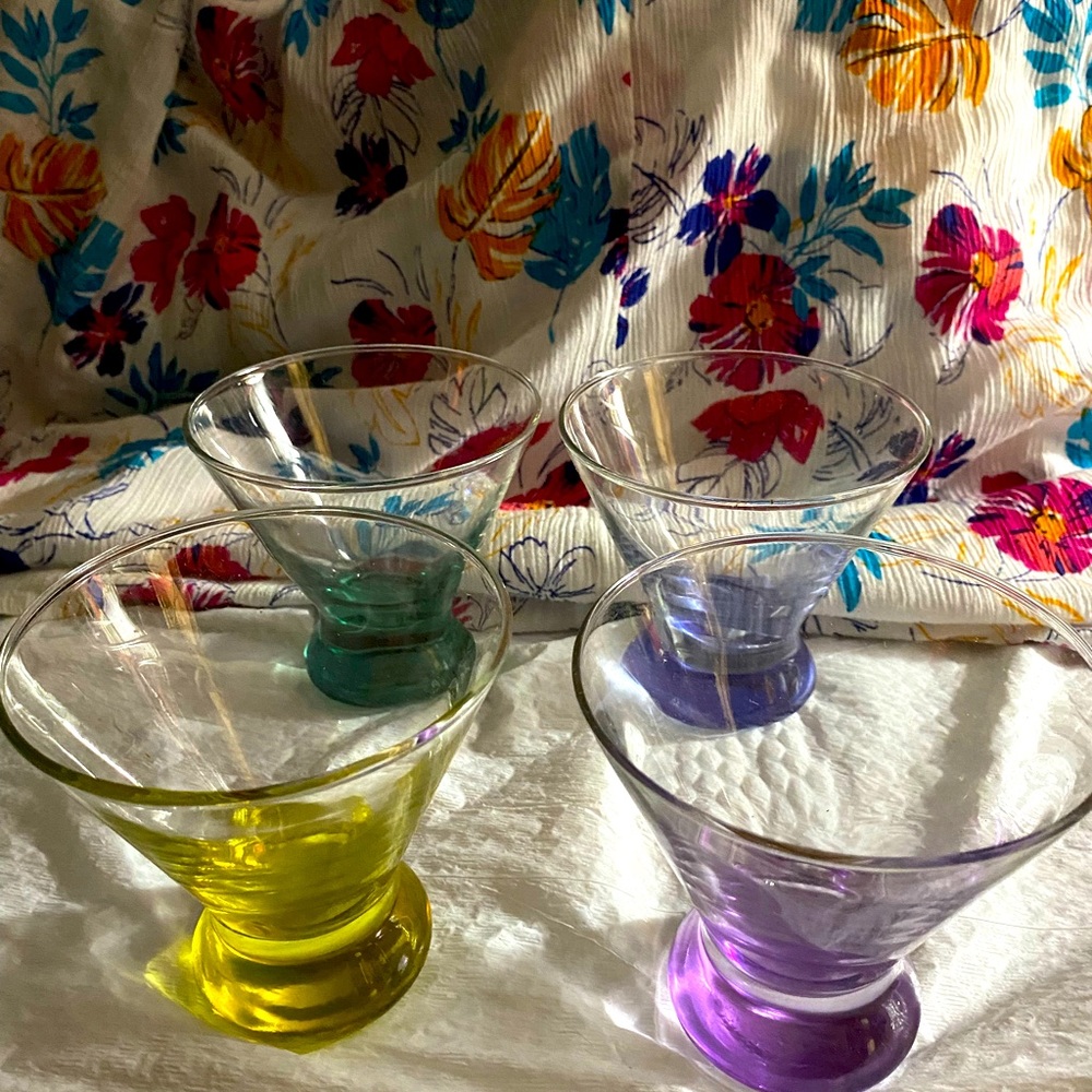 ALL 8 !!  Colored Cocktail glasses